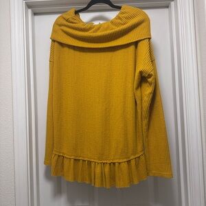 Golden Cowl Neck Women's Sweater